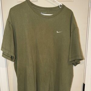 Vintage Nike Embroidered Swoosh Short Sleeve Tee Shirt Olive Green XL Cotton
